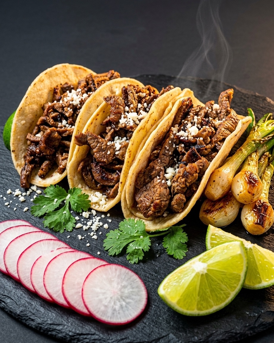 Carne Asada tacos - grilled steak street tacos